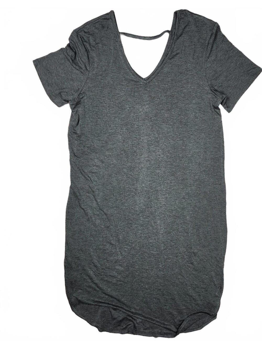 Kavu Women's Comfy Gray V-Neck Short Sleeve T-Shirt Dress Medium